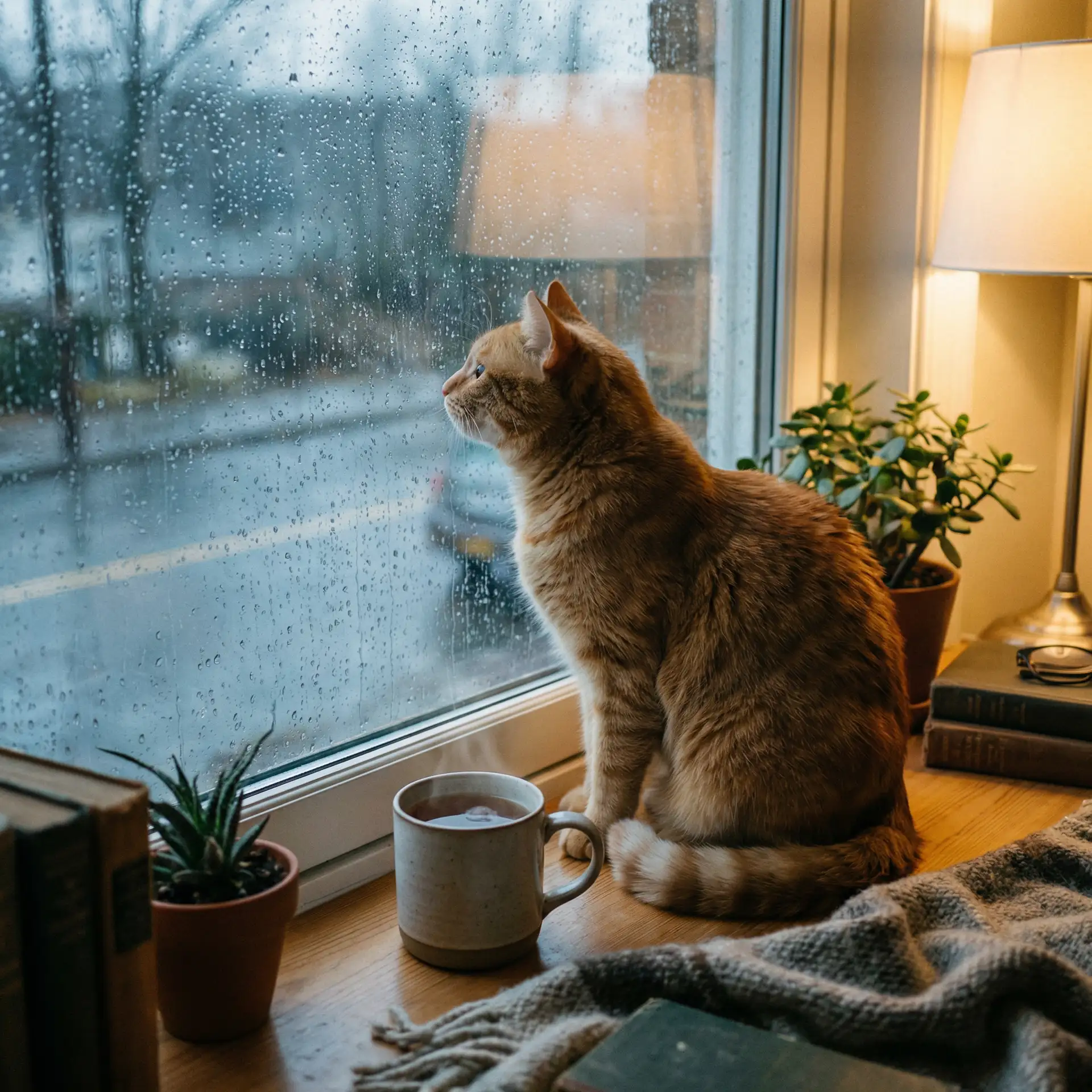 猫咪望着窗外的雨 - 菜刀夫妇